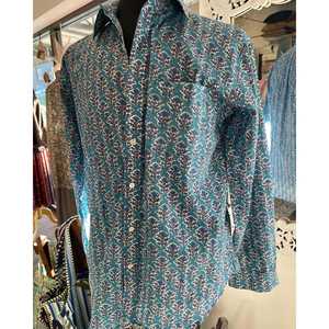 Camisa Casual y de Esmoquin para Hombre, Estampada a Mano en Azul Francés, 100% Algodón Popelina, Transpirable y Moderna - Product Image 4