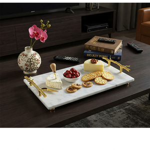 Plateau décoratif de luxe en marbre naturel le plus populaire, design moderne élégant, couleurs et logo personnalisables, service OEM, vente en gros - Product Image 4