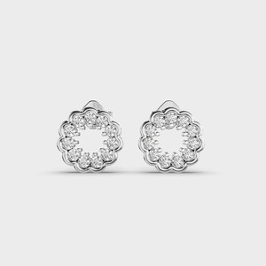Hoa phong cách 1.50 + 1.50 ctw moissanite kim cương Stud Bông Tai Độc Đáo bezel prong 925 Bạc đẩy trở lại trên cả hai mặt - Product Image 5