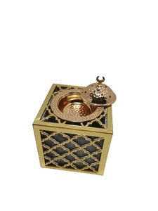 Brûleur Bakhoor or blanc moderne porte-encens islamique Mabkhara Oud décoratif carré brûleur de parfum arabe décor à la maison - Product Image 4