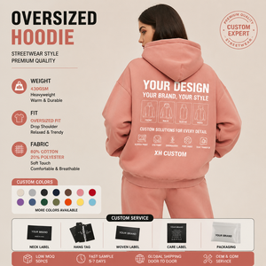 Sweat-shirt à capuche rouge pour homme XH COSTOM, en coton tricoté, coupe classique, imprimé au dos, décontracté, streetwear d'automne - Product Image 3