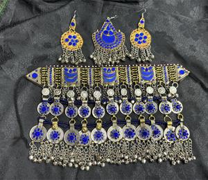 Bajo MOQ Afghan Kuchi hecho a mano de acero inoxidable turquesa conjuntos de joyería de moda antiguo plateado compromiso de boda de las mujeres - Product Image 3