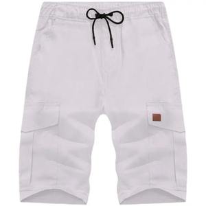 Cómodo verano moda lona Jogger Fitness Atlético trabajo al aire libre gimnasio desgaste con malla patrón sólido hombres pantalones cortos - Product Image 3