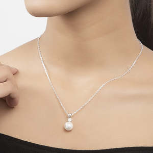 NOVAMART Fine Classic Pearl Pendant with 925 <b>Sterling</b> <b>Silver</b> <b>Chain</b> Gift <b>for</b> <b>Women</b> and Girls Necklaces Wholesale Export - Product Image 6