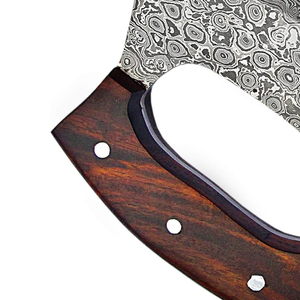 Fábrica de cubiertos OEM ODM personalizada al por mayor, cortador de pizza hecho a mano de acero inoxidable resistente, hacha, mango de madera de grado industrial - Product Image 6