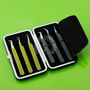 Premium Slim Fiber Tip Lash Tweezers 90° Boot Volume Eyelash Extension Tweezer Lightweight Non-Slip <b>Tool</b> - Product Image 2