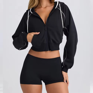 Sudadera Corta Informal para Mujer, Sudadera con Capucha, Suave, Ligera, de Manga Larga, Estilo Urbano, Moderna, Elegante y Cómoda - Product Image 5