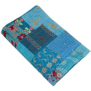 Queen Vintage Bohemian Kantha <b>Quilt</b> <b>Throw</b> Handmade Multi Assorted Patchwork <b>Bedspread</b> Patch Work Gudri Reversible <b>Throw</b> Home - Product Image 2
