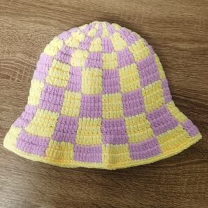 EFANBEANIE Custom Crochet European-American Style Bucket <b>Hat</b> Trendy Checkered Sun <b>Hat</b> Adults Hand Knit Cotton Yarn Daily Party - Product Image 4