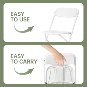 Chaise pliante en métal blanc, légère, empilable, portable, pour les fêtes, les pique-niques, les événements, utilisation en extérieur - Product Image 3