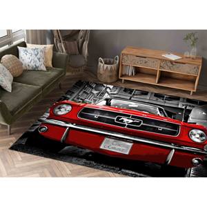 Tapis Rouge Mustang : Décoration de Garage pour Voitures Classiques, Tapis d'Entrée Antidérapant, Tapis en Chenille - Product Image 5