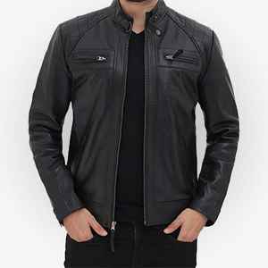 Men's Letterman Jacket Stand Collar Winter Custom Black <b>Red</b> High Quality Woolen Fabric - Product Image 3