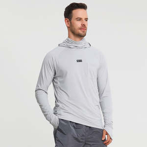 Cistom Anti UV 100% algodón lona sublimación manga larga ventilada Sudadera con capucha para hombres y mujeres patrón sólido elementos esenciales de invierno - Product Image 4