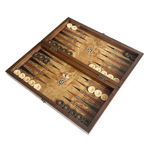 Jeu de backgammon classique fait main en bois massif, grande taille 50 x 25 cm / 19,6 x 9,8 pouces - Product Image 4