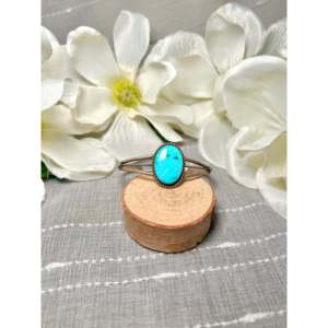 Navajo Handmade Kingman Turquoise & Sterling Silver Cuff Bracelet Cultural Collectible Jewelry - Product Image 1