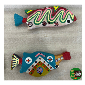 Estatuilla de pez de madera, arte popular pintado a mano, estante tallado de pez de madera, decoración rústica costera mexicana, Playa náutica coleccionable - Product Image 6