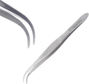 Pinzas de Laboratorio de Alta Precisión (4 Pulgadas) |   Pinzas Curvas de Punta Fina y Resistente de Primera Calidad |   Pinzas Quirúrgicas Antimagnéticas de Acero Inoxidable - Product Image 1