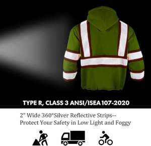 เสื้อฮู้ดดี้สะท้อนแสงมีกระเป๋าหลายใบ S-5XL ดีไซน์ตามสั่งมองเห็นได้ชัดเจน - Product Image 5