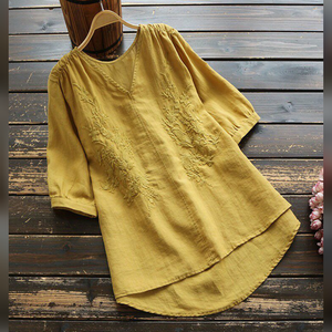 OEM Plus Size Mujer Primavera Verano Camisa Mujer Camiseta de manga corta Blusa superior Mejor calidad Camisas al por mayor ODM - Product Image 1