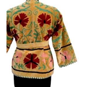 Kimono Suzani Broderie Veste Robe courte Style bohème Classique Élégant 100% Meilleure qualité Broderie à la main - Product Image 3