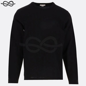 เสื้อสเวตเชิ้ตคอกลมแขนยาวคอวีแบบกว้างเสื้อสเวตเตอร์ผ้าฝ้ายแต่งขอบแบบเรียบ - Product Image 3