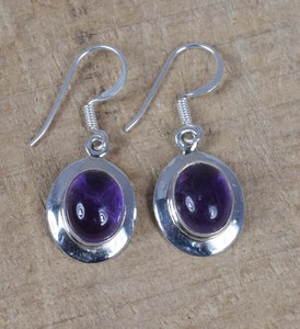 <b>Purple</b> Amethyst <b>Earrings</b> 925 Sterling Silver Oval Gemstone Hook <b>Earrings</b> Handmade Jewelry Gift for Christmas - Product Image 4