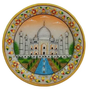Hecho a mano mármol pared arte Taj Mahal pintura tradición mármol pintura decoración del hogar hecho a mano diseño personalizado precio al por mayor