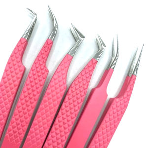 Pince à cils à pointe de fibre rose de marque privée à 90 degrés Outils en acier inoxydable avec logo personnalisé pour extensions de cils - Product Image 5