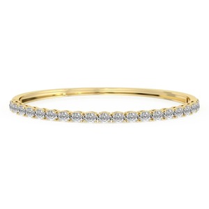 Bracelet jonc ouvrable en or massif 14 carats avec diamant ovale incurvé cultivé en laboratoire, 1 carat total, couleur F-G, pureté VS, 19 diamants, élégant et raffiné - Product Image 1