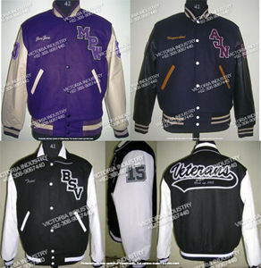 Veste universitaire unisexe personnalisée en cuir multicolore avec patchs en chenille, imperméable, fermeture éclair, manches de style lettreman, football, grande taille - Product Image 5