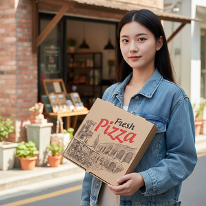 Caja de Pizza Corrugada de Papel Kraft Resistente y Ecológica, Embalaje de Alimentos que Conserva el Calor para Entrega de Pizza y Servicio de Comida para Llevar - Product Image 5