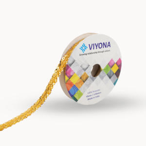 Borde de encaje metálico trenzado Premium con lentejuelas 10mm poliéster oro cobre bronce plata brillo borde decorativo para prendas - Product Image 2