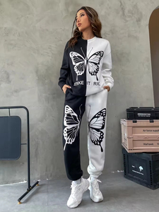 Chándal de mujer de moda estilo mariposa con estampado de pantalla, ropa informal y deportiva, conjunto de chándal ligero y transpirable para mujer - Product Image 3