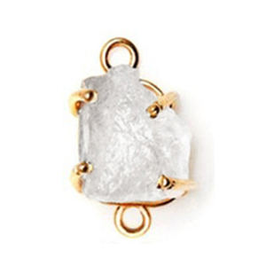 925 Sterling Silver Raw Crystal Natural Gemstone Prong Setting Double Bail Jewelry Necklace <b>Bracelet</b> Making Connector - Product Image 1