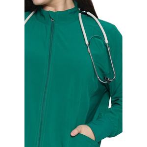 Veste médicale pour femmes, tissu extensible léger, uniforme d'hôpital, fermeture éclair sur le devant, veste de travail pour infirmières - Product Image 5