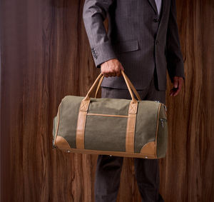 Bolsa de viaje de lona de alta calidad, bolso de viaje de cuero y lona de gran capacidad para hombres y mujeres, función transparente - Product Image 1