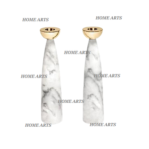 Lot de 2 bougeoirs photophore en marbre et en métal de différentes tailles et formes pour mariage et fête - Product Image 6