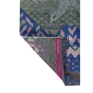 Manchaha Luxury Blue Hand Knotted Wool Bamboo Silk <b>Carpet</b> Geometric Floral Washable Jute Floor Rugs for Home for Teens-LES-2858 - Product Image 5