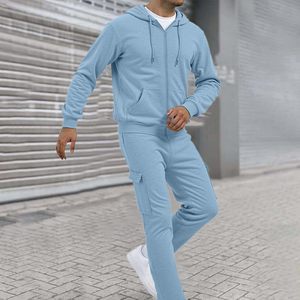Ensemble de survêtement en polaire contrastée pour hommes personnalisé | Sweat à capuche à fermeture éclair et pantalon de jogging à manches longues | Combinaison de jogging à cordon grande taille pour hommes - Product Image 3