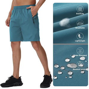 Short de tennis décontracté pour hommes 100% Polyester taille élastique longueur genou séchage rapide fermeture éclair conception couleur unie short en maille - Product Image 2