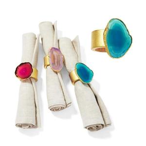 Ensemble de 4 anneaux de serviette en métal hexagonal doré moderne, porte-serviettes en laiton pour mariage, hôtel, restaurant, décoration de table, vente en gros pour fête - Product Image 1