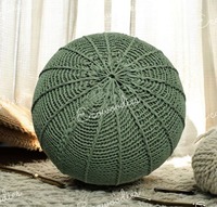 Pouf ottoman en crochet industriel 100% coton, qualité supérieure, rond, avec rangement, léger, empilable, pour chambre à coucher, jardin