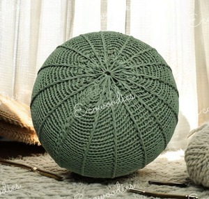 Puf de macramé de algodón 100% otomano, PUF de algodón de la mejor calidad, taburete redondo para sentarse, taburete de almacenamiento, consola con incrustaciones de hueso - Product Image 5