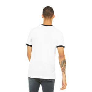 Bella Canvas Fine Jersey Ringer Camisetas Manga corta Camiseta negra con cuello redondo para hombres Heather Charcoal Ringer Camisetas - Product Image 6