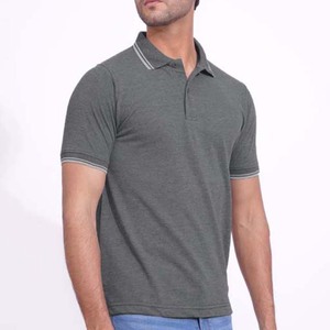 Couleur grise col rabattu manches courtes polos vêtements pour hommes grande taille Slim Fit coton respirant hommes Polo - Product Image 1