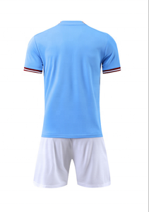 Uniforme de fútbol personalizado en blanco para hombre, uniformes de fútbol de poliéster azul cielo, camisetas, uniforme de fútbol Unisex con logotipo personalizado - Product Image 2