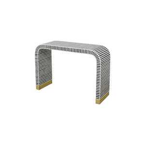 Table console artisanale en incrustation d'os bleu blanc Mobilier moderne et élégant pour salon, couloir, hôtel et appartements - Product Image 4