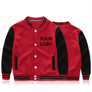 Veste universitaire pour enfants à logo brodé personnalisé OEM Vestes pour enfants à manches en cuir avec laine pour l'hiver en vente - Product Image 1