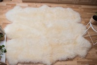 Tapis en peau de mouton blanc naturel, 6 pièces, style scandinave, adapté aux animaux domestiques, tapis en cuir de peau de mouton à poils moyens et doux