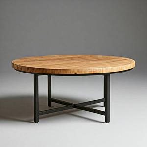 Luxury Contemporary <b>Round</b> Coffee <b>Table</b> Handmade Solid Wood with Durable Metal Base for Living Room or Office - Product Image 1